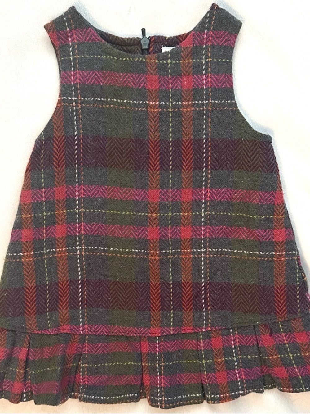 Vintage 2007 Gymboree Fall Forest Herringbone Plaid Jumper Dress 12-18M baby